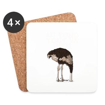Autruche - Dessous de verre (lot de 4) - blanc - Devant