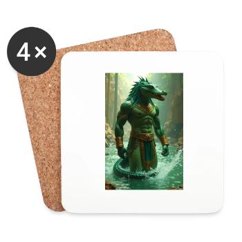 Sobek, crocodile-headed godin the Nil - Coasters (set of 4) - white - Front