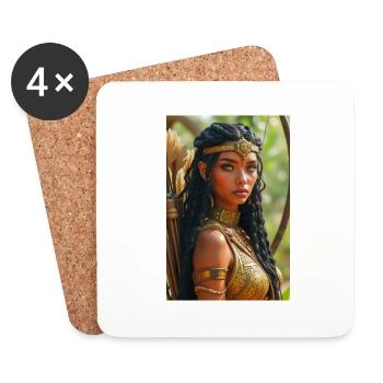 Neith, armored warrior goddess, holding a bow - Coasters (set of 4) - white - Front