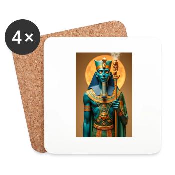 Ptah, dieu à la peau bleue, tenant un sceptre, brillant - Dessous de verre (lot de 4) - blanc - Devant