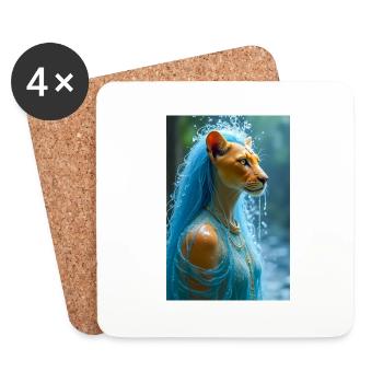 Tefnut, lion-headed goddess - Coasters (set of 4) - white - Front