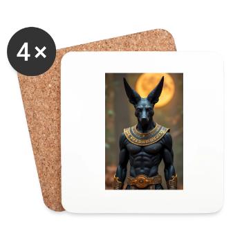 Anubis, jackal-headed god, standing in a dimly lit - Coasters (set of 4) - white - Front