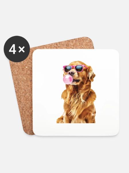 Golden Retriever - Untersetzer (4er-Set) - Weiß