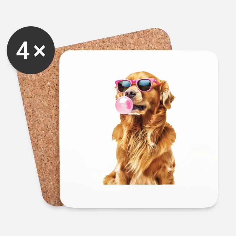 Golden Retriever - Untersetzer (4er-Set) - Weiß