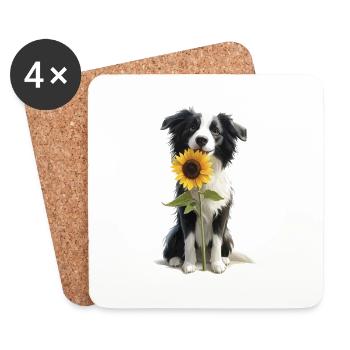 Border Collie - Untersetzer (4er-Set) - Weiß - Vorne