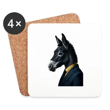 Business Animals - Esel im Anzug - Untersetzer (4er-Set) - Weiß - Vorne