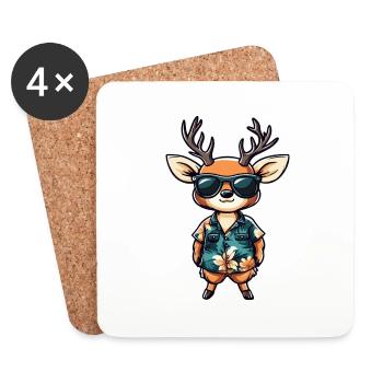 Deer Comic Funny Summer - Coasters (set of 4) - white - Front