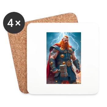 Thor Thunderous Norse god mighty hammer Mjölni - Coasters (set of 4) - white - Front