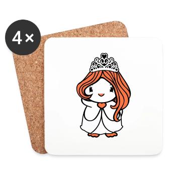 oiseau princesse reine dame femme robe couronne mignon - Dessous de verre (lot de 4) - blanc - Devant