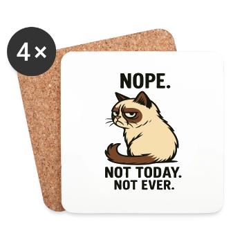 Cat "Not Today" - Coasters (set of 4) - white - Front