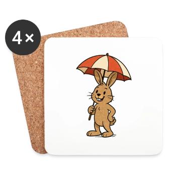 lapin parasol lapin - Dessous de verre (lot de 4) - blanc - Devant