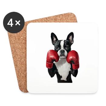 Boston Terrier - Untersetzer (4er-Set) - Weiß - Vorne