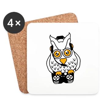 Gamer Owl Gaming Player Controller Headset Fun - Coasters (set of 4) - white - Front