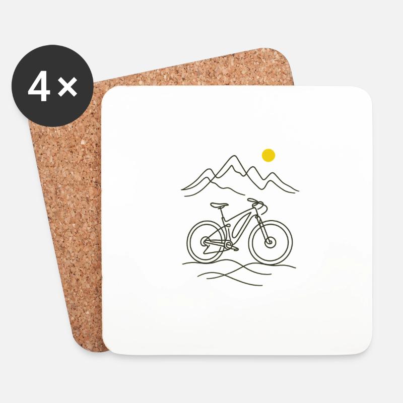 Mountainbike - Untersetzer (4er-Set) - Weiß