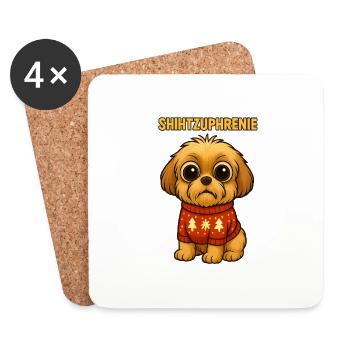 Shih Tzu Hund Leon: Shihtzuphrenie - Untersetzer (4er-Set) - Weiß - Vorne