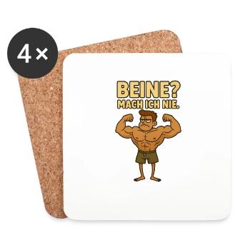 Beine? Mach ich nie – Lustiges Gym T-Shirt - Untersetzer (4er-Set) - Weiß - Vorne