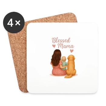 Mom – with Baby and Golden Retriever - Coasters (set of 4) - white - Front