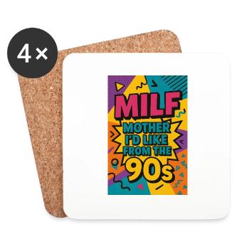 Mère que j’aimerais des années 90 | Rétro des années 90 Mère - Dessous de verre (lot de 4) - blanc - Devant