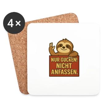 Witziges Faultier Shirt – Nur gucken! Nicht anfass - Untersetzer (4er-Set) - Weiß - Vorne