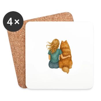 Meilleurs amis pour la vie – Girls & Chow Chow - Dessous de verre (lot de 4) - blanc - Devant