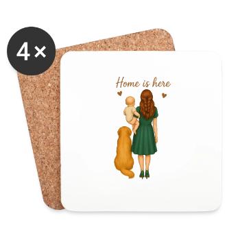 Home is here – Liebe in ihrer schönsten Form - Untersetzer (4er-Set) - Weiß - Vorne