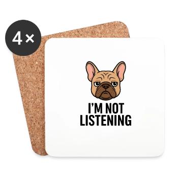 TinyPaws Fun Logo Im not Listening - Untersetzer (4er-Set) - Weiß - Vorne