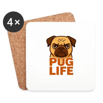 TinyPaws Fun Logo Pug Life - Untersetzer (4er-Set) - Weiß - Vorne