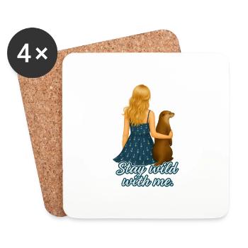 Stay Wild with Me Blonde Frau mit Otter - Untersetzer (4er-Set) - Weiß - Vorne