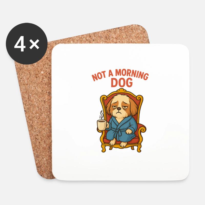 TinyPaws Fun Logo Not a morning dog - Untersetzer (4er-Set) - Weiß