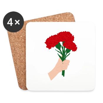 for you- red carnation flower3 - Coasters (set of 4) - white - Front