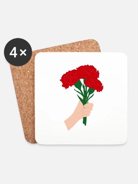 Für Sie - Rote Nelkenblüte3 - Untersetzer (4er-Set) - Weiß