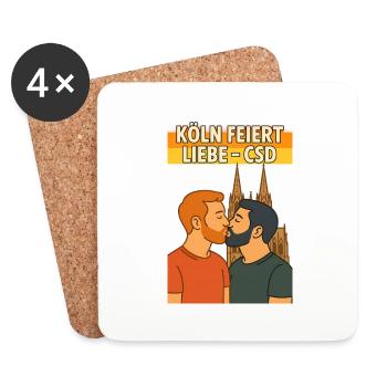 Köln feiert Liebe CSD Maenner - Untersetzer (4er-Set) - Weiß - Vorne