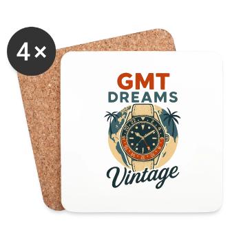 GMT Dreams für Fans von Uhren mit GMT Funktion - Untersetzer (4er-Set) - Weiß - Vorne