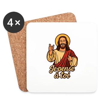 POPCHRISTJEPENSEATOI - Dessous de verre (lot de 4) - blanc - Devant