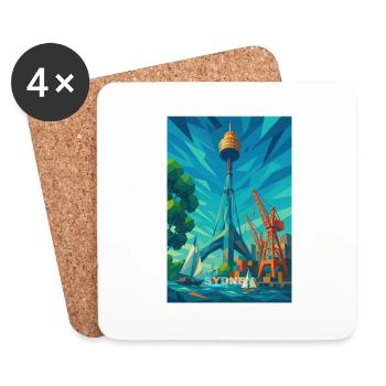 Sydney SYDNEY TOWER – Höhe in Harmonie - Untersetzer (4er-Set) - Weiß - Vorne