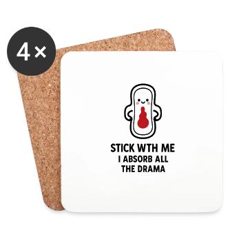 Stick With Me – Damenbinden Design - Untersetzer (4er-Set) - Weiß - Vorne
