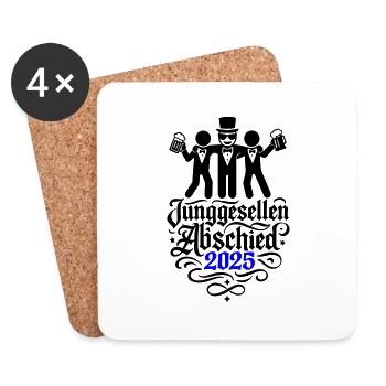 Junggesellen Abschied 2025 Jga Party - Untersetzer (4er-Set) - Weiß - Vorne