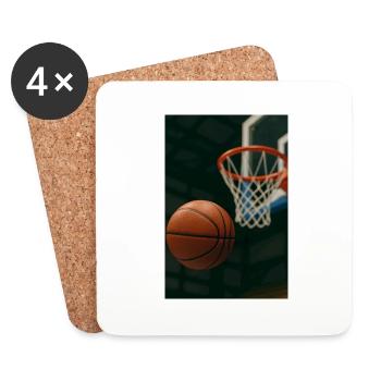 Basketball auf dem Weg zum Korb - Untersetzer (4er-Set) - Weiß - Vorne