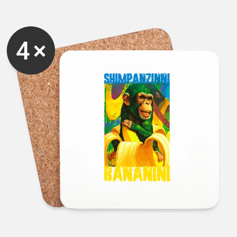 shimpanzinni bananini,shimpanse,banane,graffiti - Untersetzer (4er-Set) - Weiß