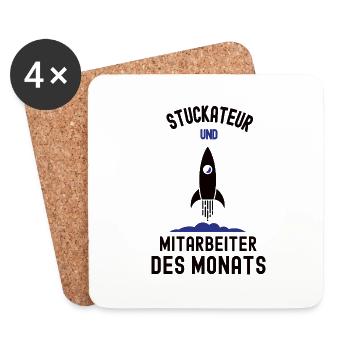 Mitarbeiter des Monats Stuckateur Bester Verputzer - Untersetzer (4er-Set) - Weiß - Vorne