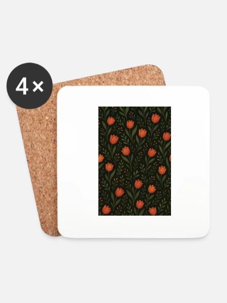Tulip Pattern - Coasters (set of 4) - white