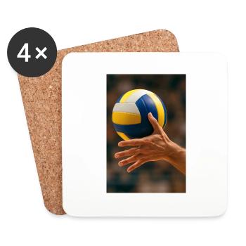 Volleyball - Mitten in der Razzia - Untersetzer (4er-Set) - Weiß - Vorne