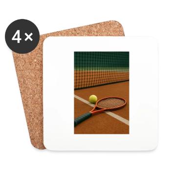 Tennis - Raquette et balle - Dessous de verre (lot de 4) - blanc - Devant