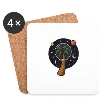 Palm tree in space - Coasters (set of 4) - white - Front