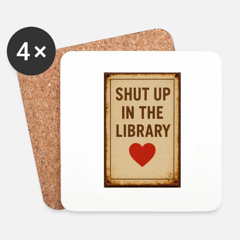 Be quiet in the library - Coasters (set of 4) - white
