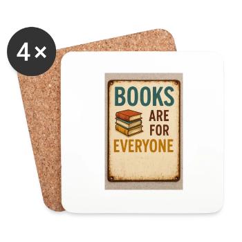 Sign - Bücher sind für alle da - Untersetzer (4er-Set) - Weiß - Vorne