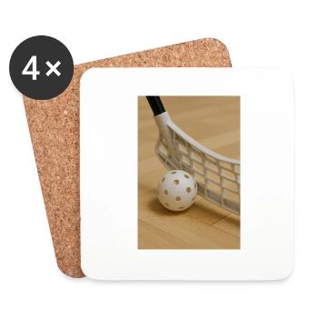 Sport - Floorball, bâton et ballon - Dessous de verre (lot de 4) - blanc - Devant
