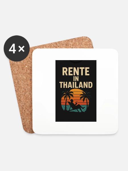 Rente in Thailand - Untersetzer (4er-Set) - Weiß