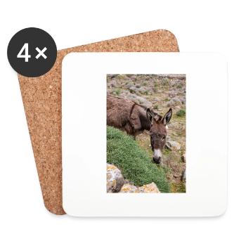 Donkey on a field Landscape Mykonos Island - Coasters (set of 4) - white - Front