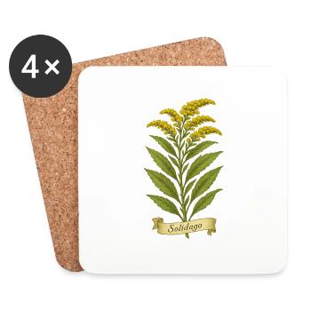 Olidago virgaurea | Sonnenkraft der Heilpflanzen - Untersetzer (4er-Set) - Weiß - Vorne